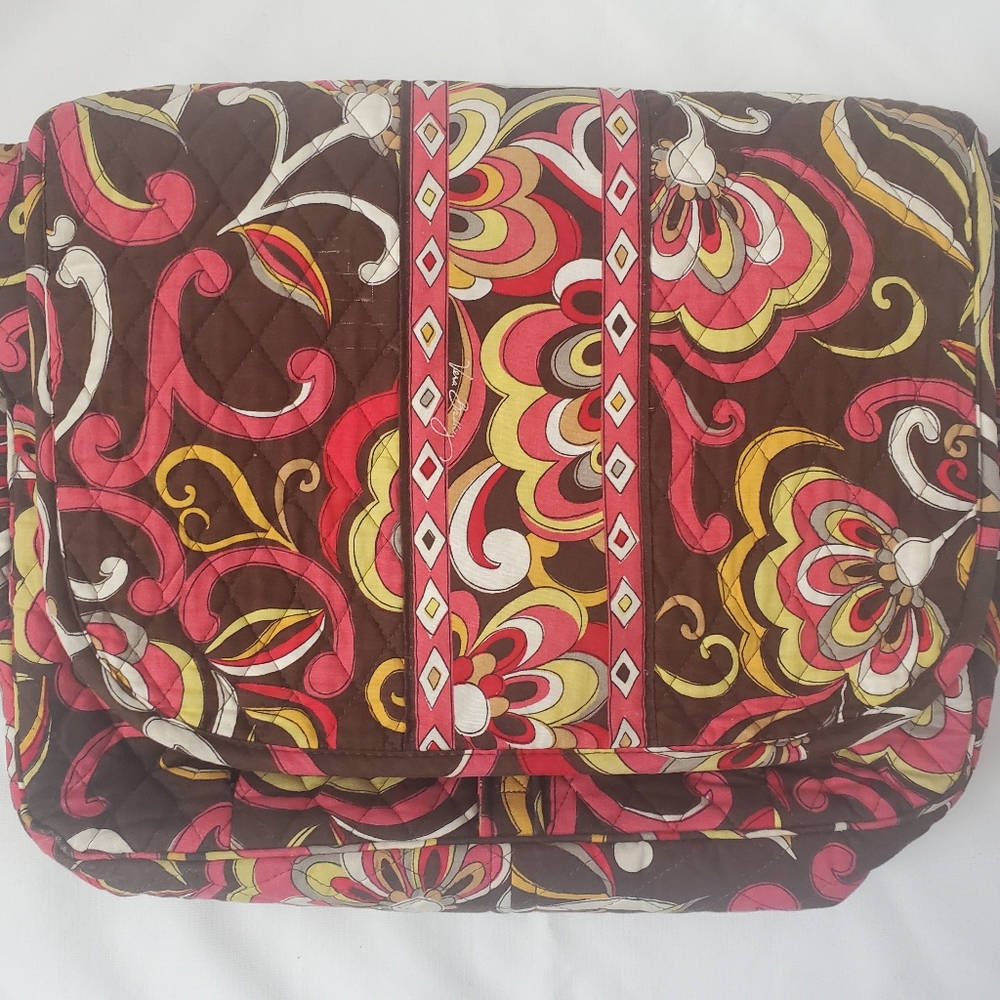 Vera Bradley Messenger Crossbody Bag Laptop Retired Puccini Brown